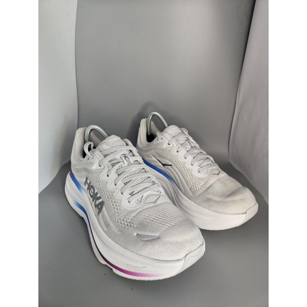 HOKA ONE ONE Bondi 9 Wide White Blue Purple Running Shoes Womens Size 8D 1162014